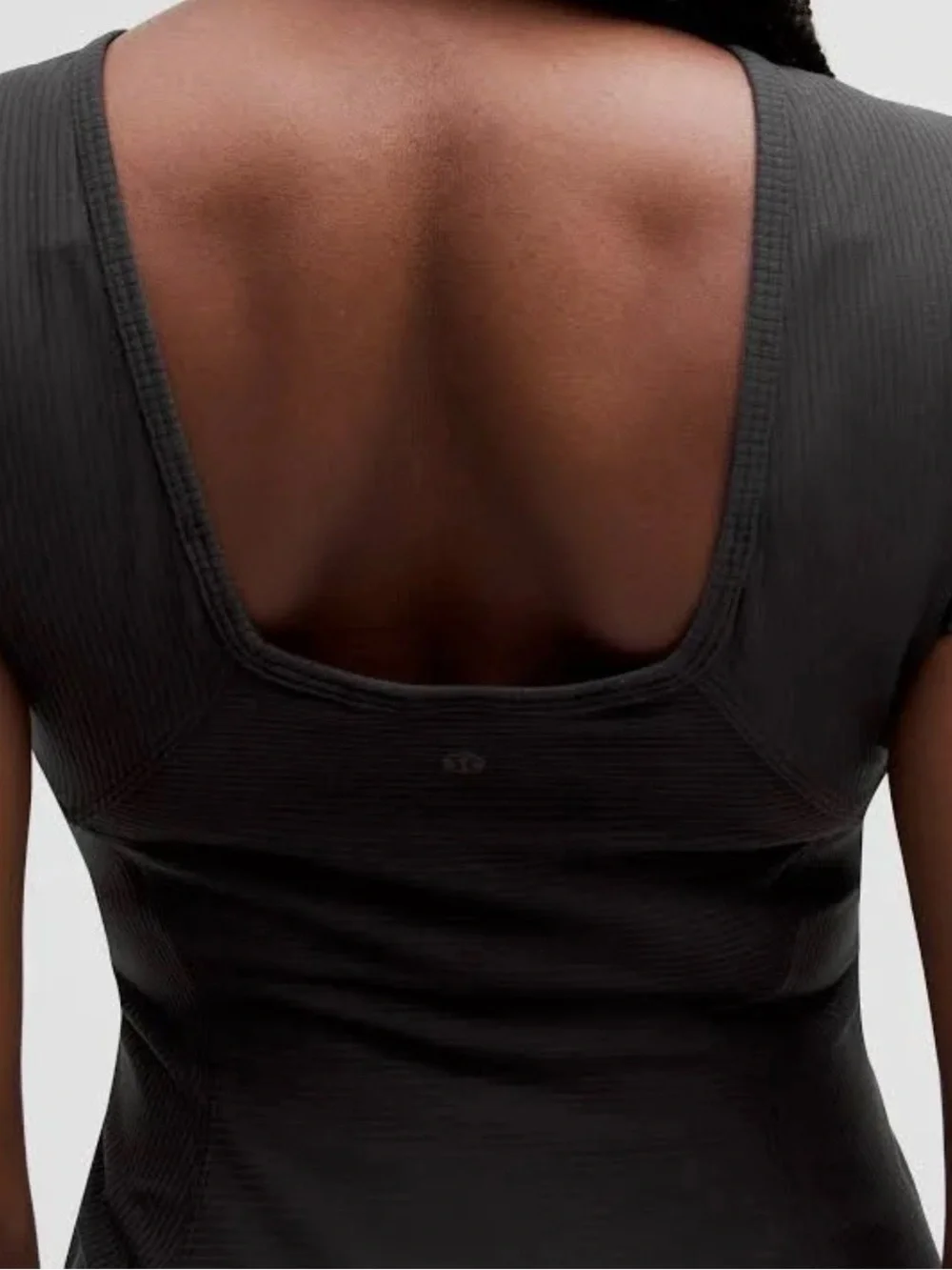 Lululemon Nulu Ribbed Scoop Back Cap Sleeve Black Athletic Dress Size 8